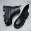 Autumn and Winter New Retro Men's Boots Niche Heightening Martin Boots Men's Dark Punk Muffin Thick-soled Medium Leather Boots