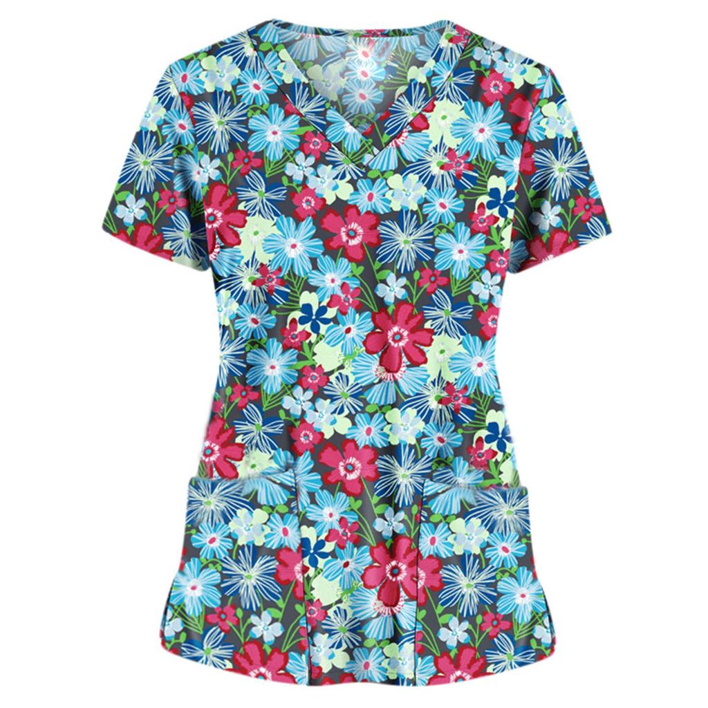 Women Short Sleeve V-neck Tops Working  Blouse