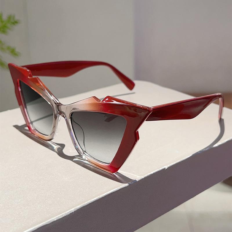 

KAMMPT Oversized Cat Eye Sunglasses Women Gradient Candy Color Rim Sun Glasses New in Trendy Stylish Brand Design Casual Shades as picture shows