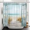 Coastal Vacation Shower Curtain Beach View Door Waterproof Bath Curtain For Bathroom Decor Palm Sailboat Polyester With Hooks