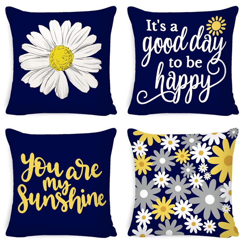 Pillow Cover Ins Style Daisy Summer Nordic Home Decoration Bedside Cushion Core Cover Linen