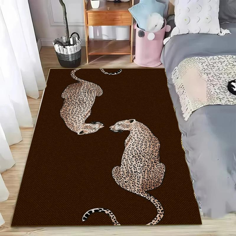 

Leopard Print Rug 2D Tropical Palm Leaf Design Red Carpet for Living Room Large Size Bedroom Floor Mat Luxury Home Decor 40X60CM