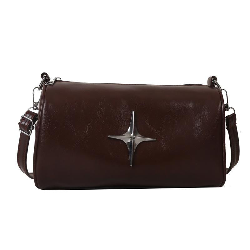 Retro texture solid color 2025 winter new simple casual fashion large capacity shoulder crossbody armpit cylinder bag