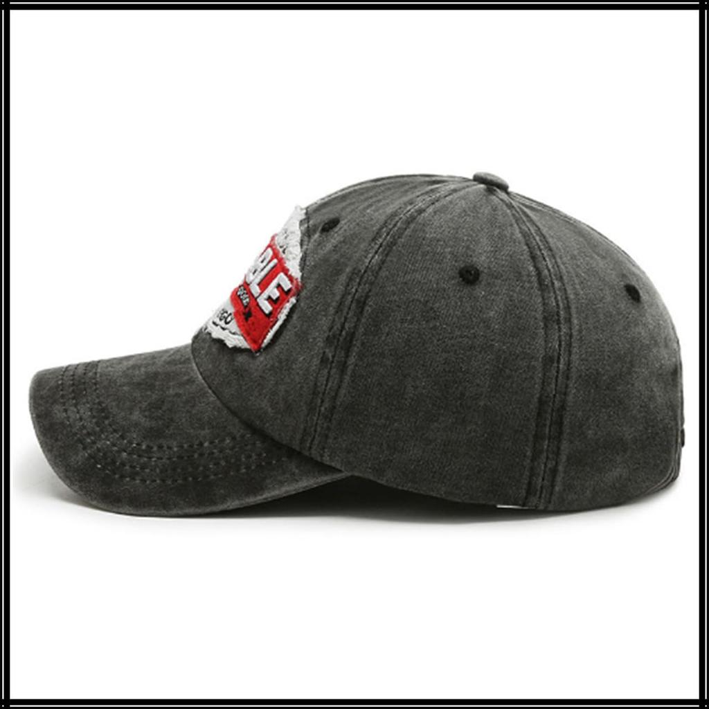 Baseball English CA970 [White Fang] Hat, Cap, Letters, Brim, Stylish, Fashionable, Cool, Men's, Women's, (Black)