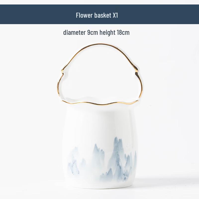 Jingdezhen Ceramic Dinnerware Set - Thousands of Miles of Rivers & Mountains Flower Basket Set