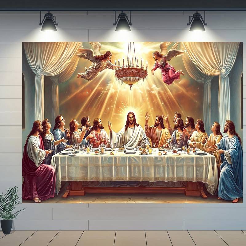 Christliche Himmelfahrt Jesu Wandteppich - Göttliche Religiöse Kunst Wandbehang für Glaubensbasierte Heimdekoration