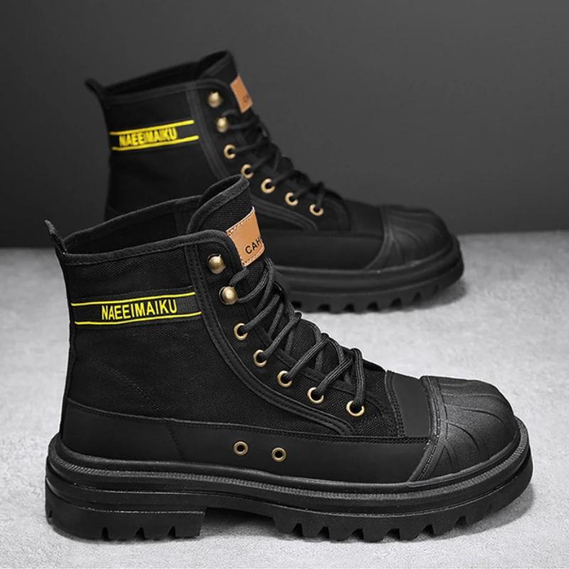 Boots Men's Shell Head Workwear Boots Men's Autumn and Winter Canvas Men's Boots   Trendy Boots