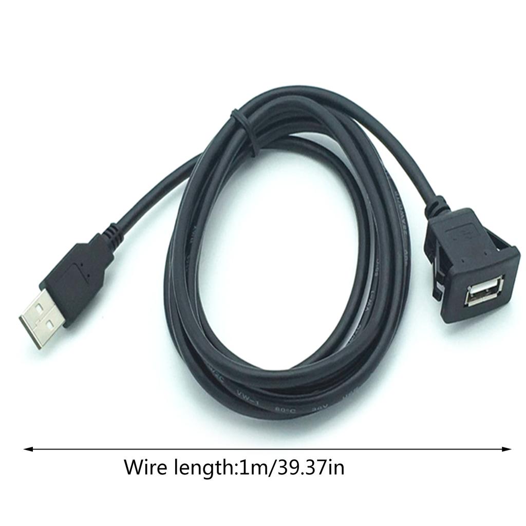 Flush Mount SUV Car Dashboard USB Port Audio Line Extention Cable Male To Female