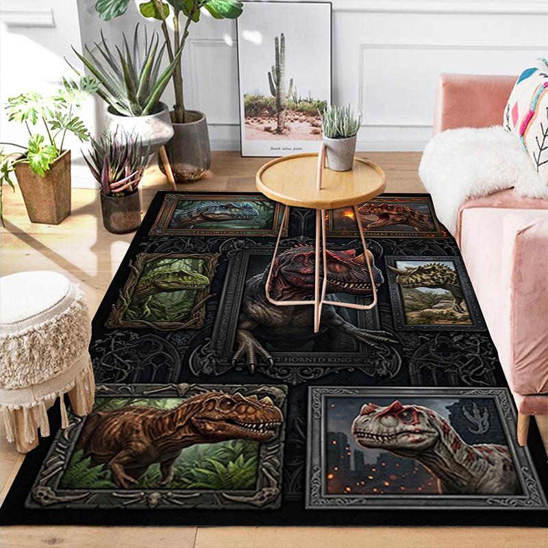 Dinosaur Portraits Pattern Rug Floor Mat for Living Room or Bedroom Soft and Comfortable Carpet a Gift for Birthday and Holiday.