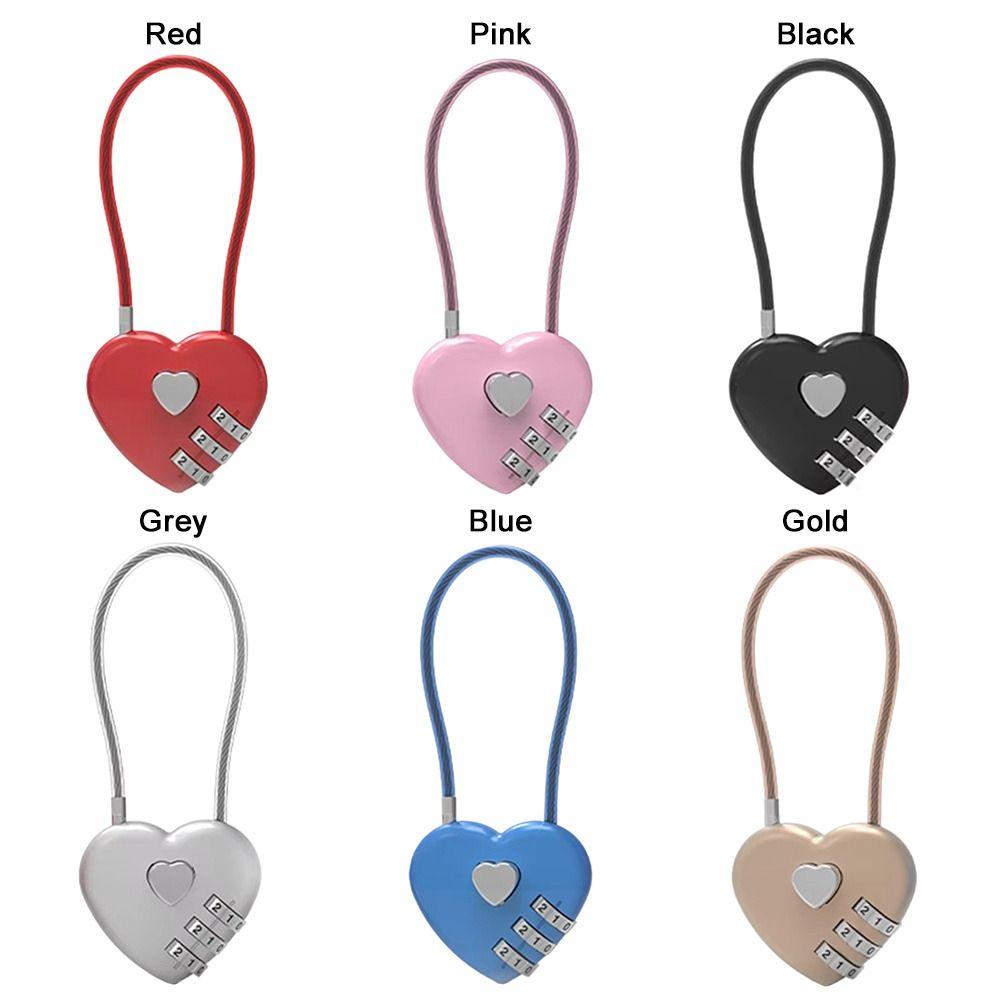 3-stelliger Passwort-Liebes-Passwort-Vorhängeschloss Herz-Stil Konzentrisches Schloss Kombinationsschloss Schultasche