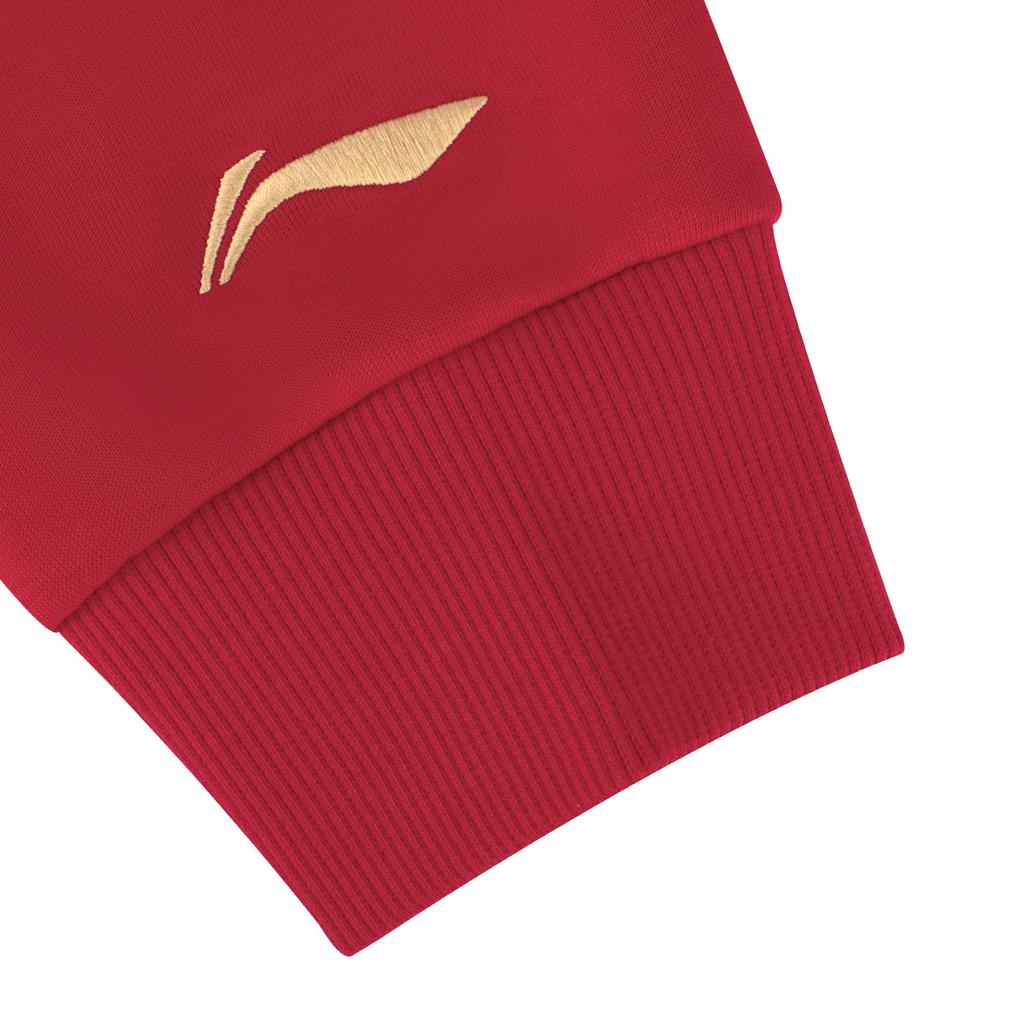 LiNing Comfortable Casual Simple Hooded Loose Pullover Sweatshirt Unisex sweatshirt Bull-Red AWDTF55-1