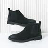 Fashion Men Chelsea Boots Faux Suede Block Carving Low Heel High Top Business Casual Boots Comfortable Breathable Men Boots