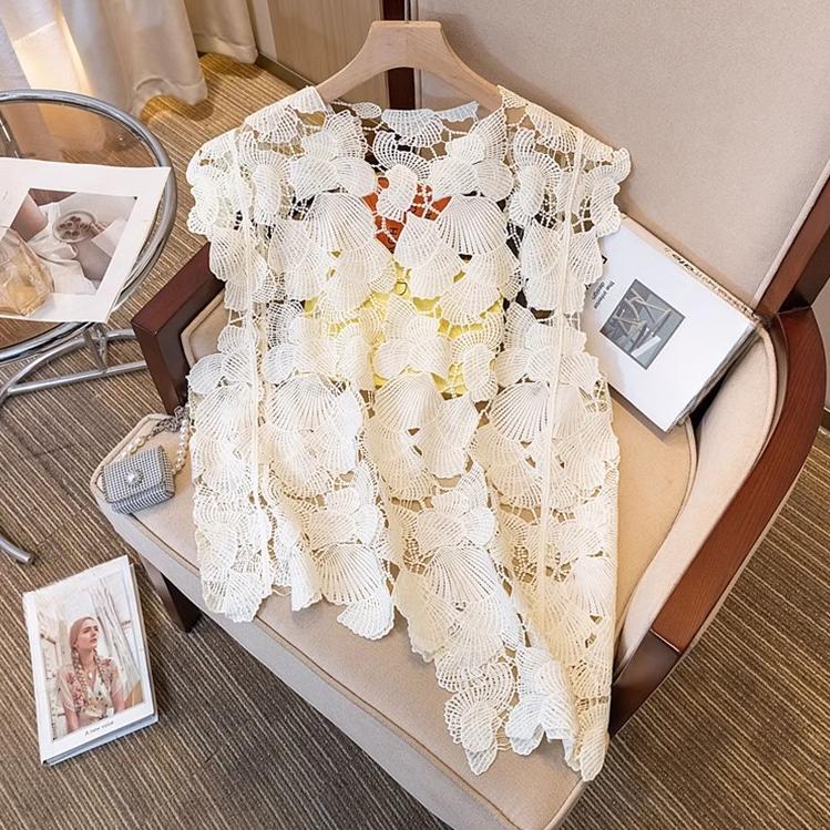 DIMANAF 2025 New Summer Women Vest T-Shirt Sleeveless Basic Tops Lace Tees Casual Loose Tees