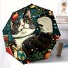 1 Stück Weihnachts-Katzenmuster-Regenschirm, Modischer, Hochwertiger Klappschirm, Ein Muss für den Sommer, 8-Rippen Stabiler Eisenrahmen, Dreifach faltbares Kompaktes Design
