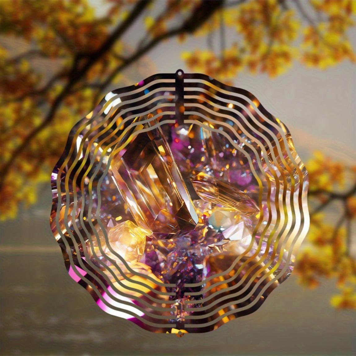 

10 Inch Shattered Glass Wind Spinner Outdoor Decor 360 Rotating Hanging Ornament for Garden Balcony Patio Vibrant Metallic Reflections 01A