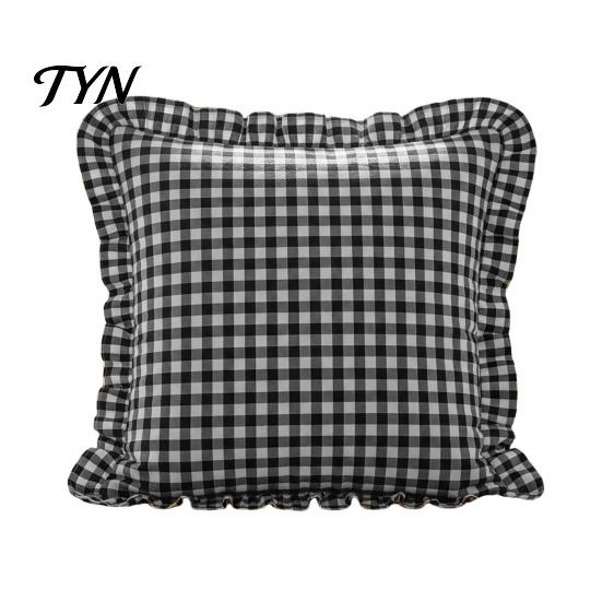 Federe Minimaliste Moderne per Cuscini, Copricuscino Ruffle, Fodera a Quadri in Cotone con Bordo Arricciato, 18x18 Pollici Accessori per la Casa del Soggiorno 20x12