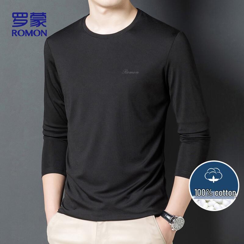 

Romon Men s Pure Cotton Long Sleeve Round Neck T-Shirt 4XL