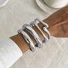 Ingemark 4 Styles Punk Heavy Metal Open Bangles for Women New Trend Goth Irregular Glossy Spring Arm Bracelets Grunge Jewelry