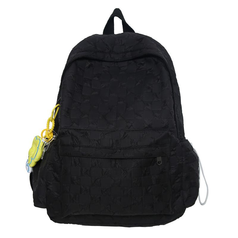 

School bag casual checkerboard backpack junior high school student cool backpack large capacity campus girl school bag Single pack чёрный