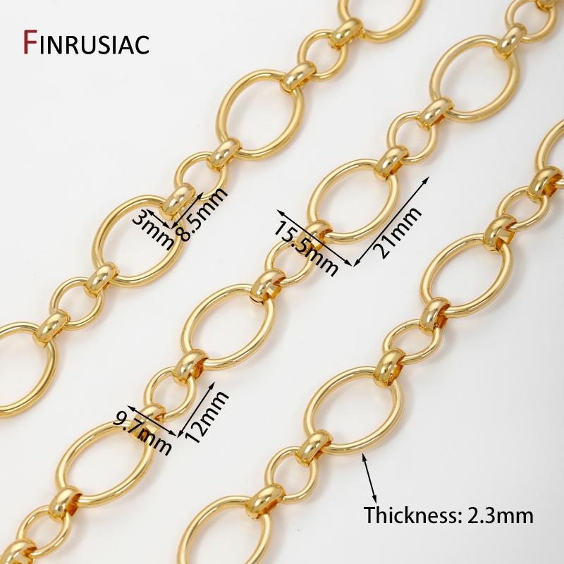 

18K Gold Plated Brass Large Cable Oval Chain,15.5*21mm Heavy Circle Bulk Chunky Chains for DIY jewelry making accessories 0.5 meter