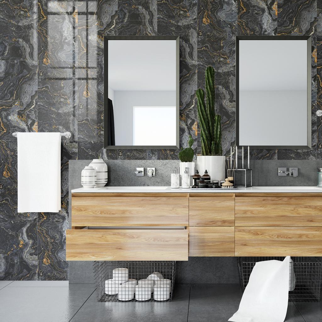 Marble Pattern Kitchen Oil-Proof Tile Sticker Thickened Crystal Wall Sticker Imitation Tile Bathroom Wallpaper Non-Slip Waterproof Wall Sticker