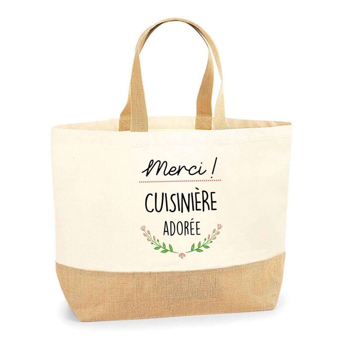 Tote bag - PLANETEE - Merci Couz Adorée - Jute naturel - Multicolore - Fabriqué en France