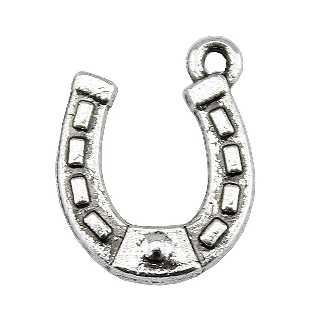 

20шт Подковы Подвески Подвески Античное Серебро Цвет Цинковый Сплав 15X12мм