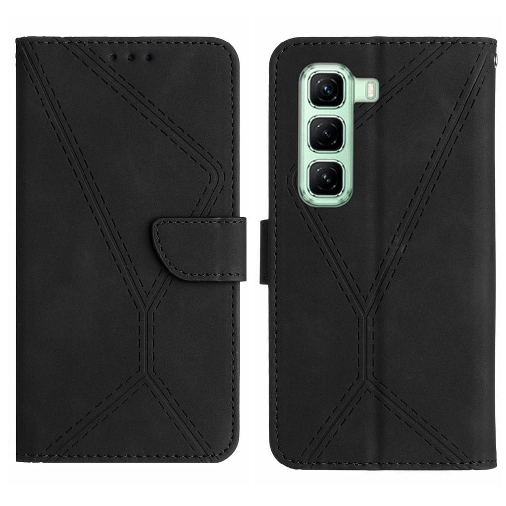 For Infinix Hot 50 5G Case Skin Touch Lines Imprinted PU Leather Flip Phone Cover