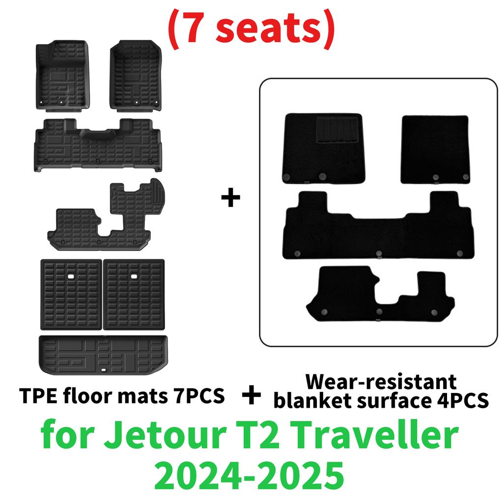 for Jetour T2 Traveller 2025 2025 Custom TPE floor Mats Full Set Eco-Friendly Waterproof All-Weather Floor Liners Accessories