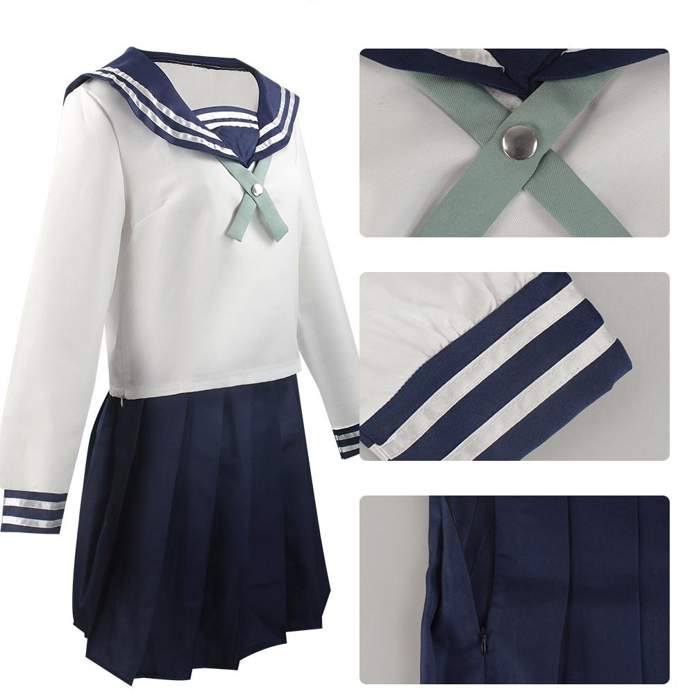 Cosplay Costume Anime Yuyutsu Kashin Amanai Riko JK Dresses Uniform Sailor Navy Blue πλισέ φούστα+ Top+παπιγιόν+σετ κάλτσες κεφαλής