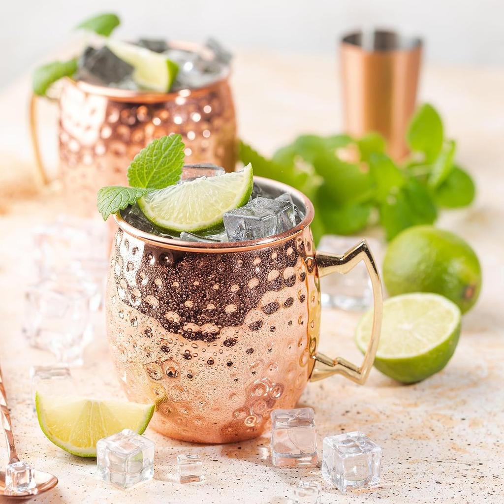 500ML Koktejlová sklenice na víno Hrnček Moscow Mule Čistá Zesílená sklenice Kovaná Mědí pokovená Sklenice na pivo Kávové Barové náčiní Skleněné nádobí pro Ramadán