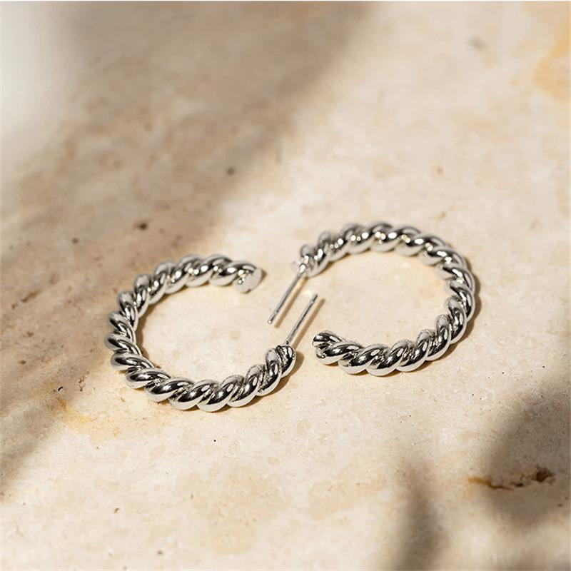 Vintage Spiral Twist Hoop Earrings For Women Trendy Gold Color Earrings Punk Hip Hop Jewelry Wholesale