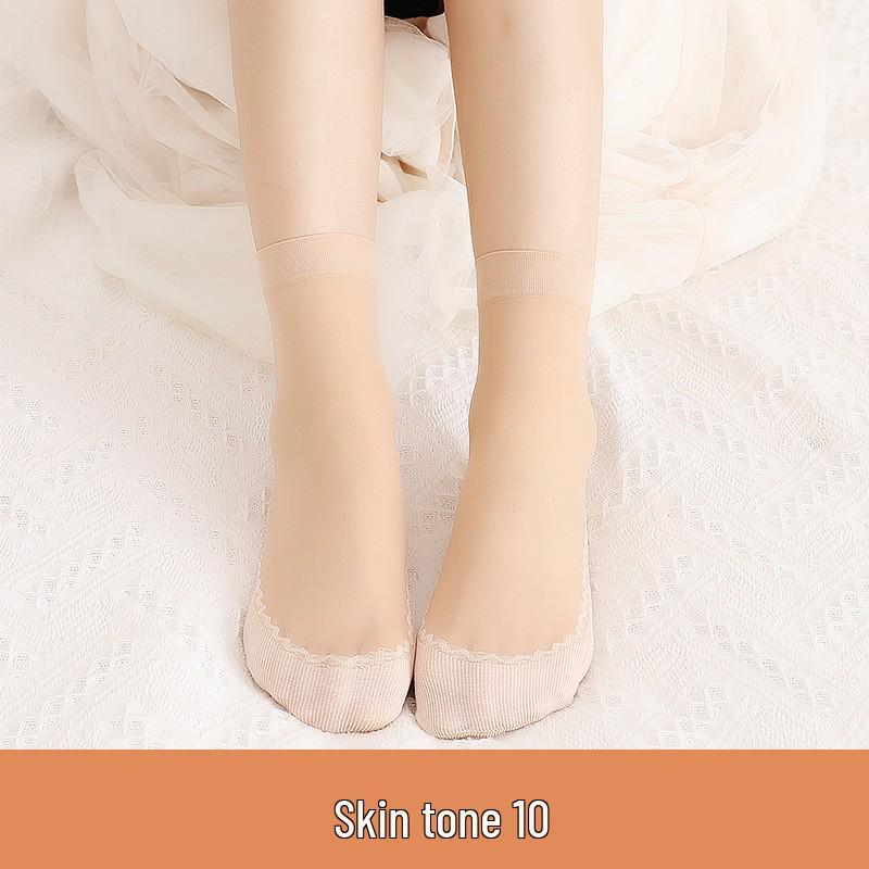 Langsha Women's Summer Silk Ankle Socks - 2026 Nude, Wear-Resistant, Non-Slip, Cotton Bottom, Core-Spun Silk