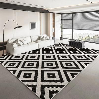 Geometric Decor Carpets for Living Room Black White Light Luxury Rugs Decoration Bedroom Non-slip Mat Large Area Rug Tapis Salon