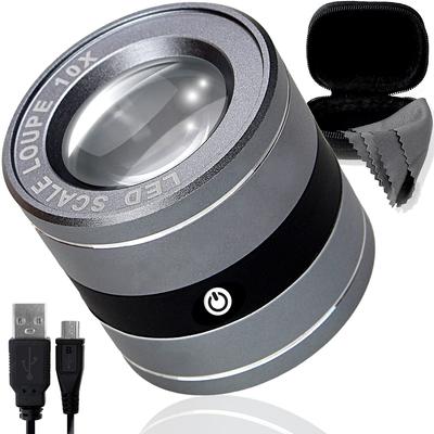 PhoenixLupe USB Wiederaufladbare Mini-Waage Lupe LED Tuch Inklusive Garantie 45 Vergrößerungsglas [10-fache Vergrößerung] Licht/Schwarzlicht/Exklusiv