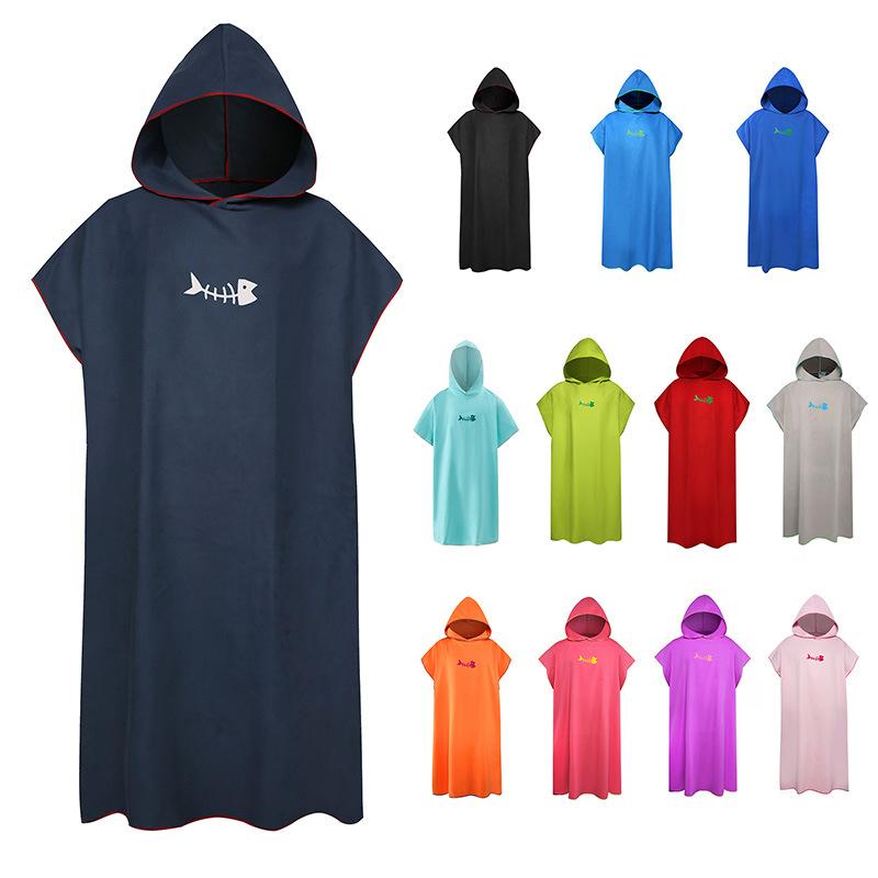 Microfiber Quick-dry Beach Towel Hooded Bathrobe for Swimming Adults
