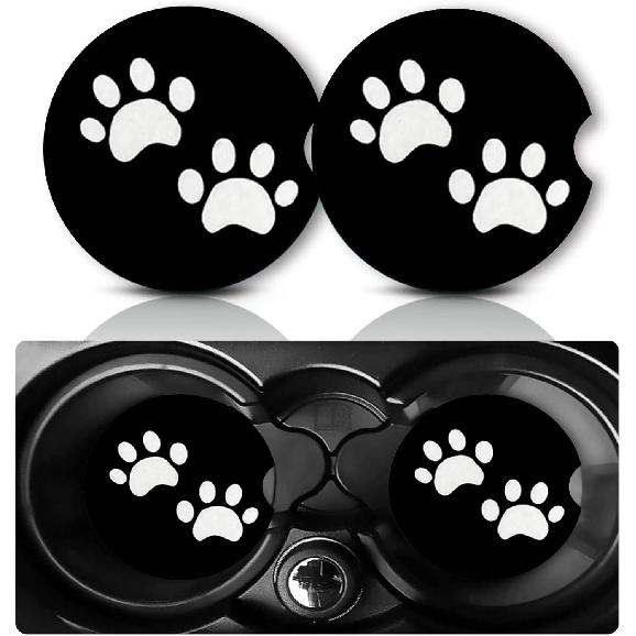 Car Coasters for Cup Holders,2 PCS Universal Non-Slip Black Leopard Print Car Coasters,2.75" Rubber Mat,Leopard Cars Accessories Cup Drink Holder