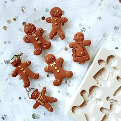 Gingerbread Man Christmas Series Silicone Mold Fondant Cake Mold Chocolate Candy Clay Mold Kitchen Cooking Tools