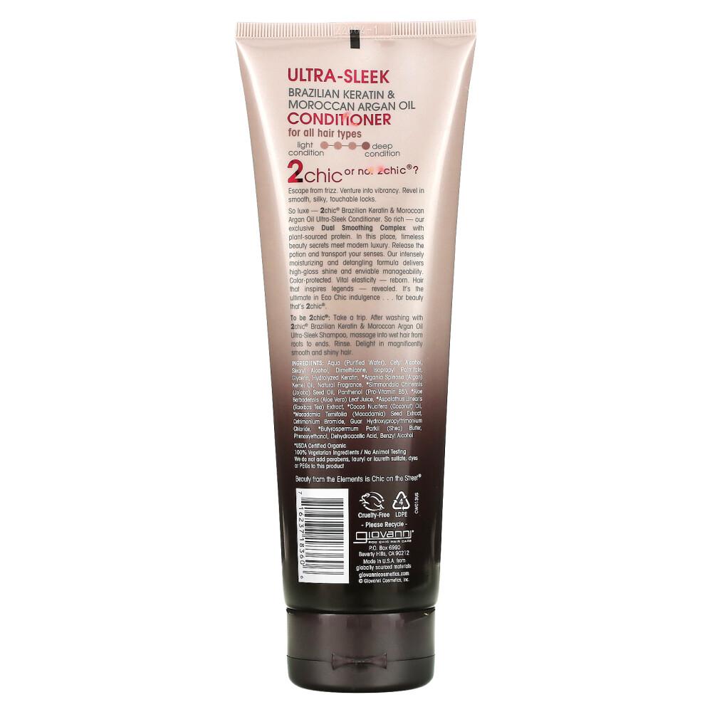 Giovanni Ultra-Sleek Conditioner for All Hair Types with Brazilian Keratin & Moroccan Argan Oil, 250ml