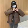 Winter Warm Thick PU Leather Coats Women Short Parkas Fashion Black Cotton Padded Lady Down Jacket  Zipper Clothes