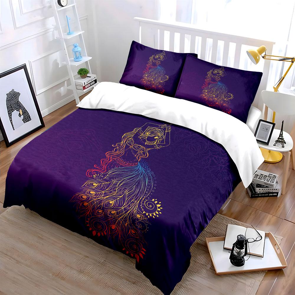Dancing Woman in Vibrant Colors Bedding Duvet Cover Set Duvet Cover Pillowcases  (1*Duvet Cover 2*Pillowcases, without duvet insert)