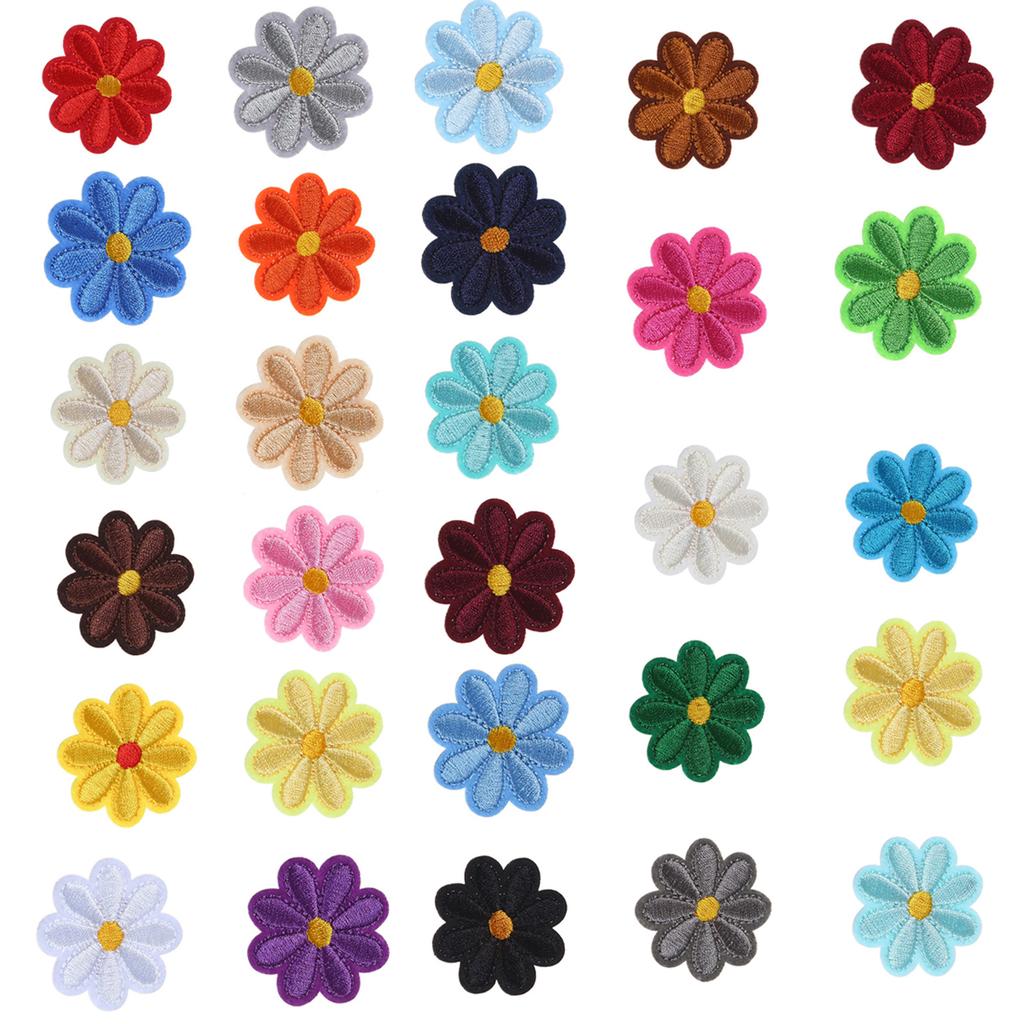 28Pieces Embroidered Flower Applique Patches Iron On Flower Patches for Kid Clothing Jeans Jackets Hat Embellishment