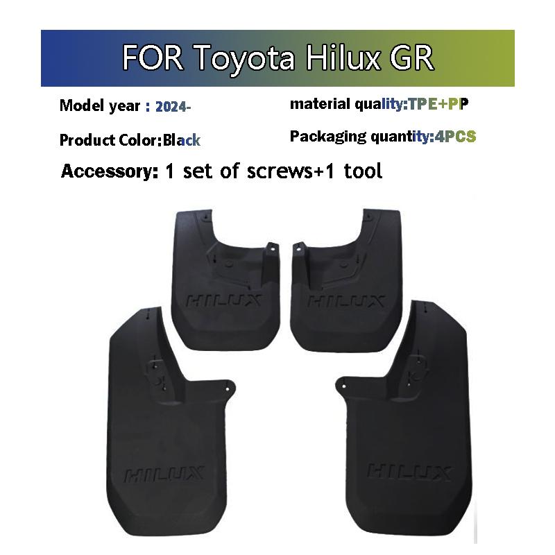 FÜR Toyota HILUX GR 2024 2025 Schmutzfänger Schutz Spritzschutz Schmutzfänger Kotflügel Auto Zubehör Vorne Hinten 4 Stück