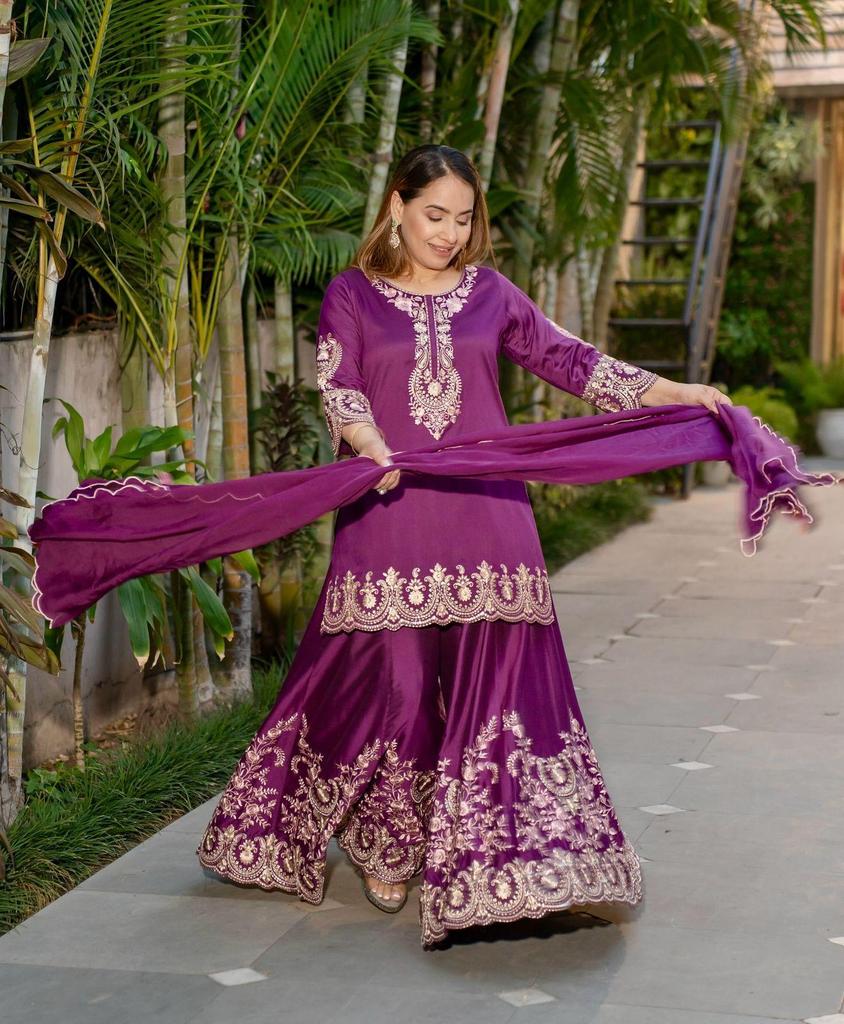 Costum Sharara Salwar de Petrecere de Designer pentru Femei Bollywood Salwar Kameez Indian Pakistani