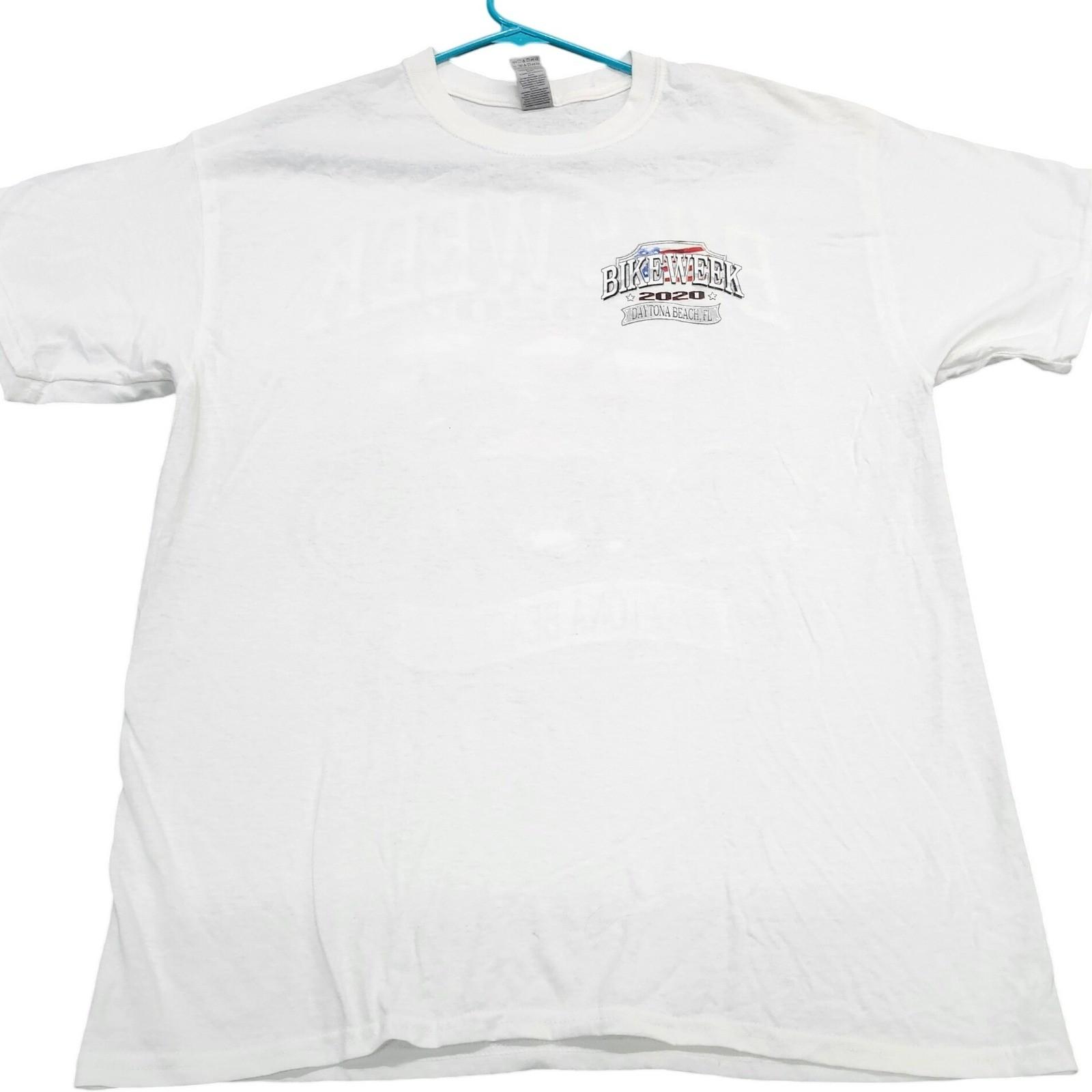 Daytona Beach Bike Week 2020 Graphic Gildan Mens White Large Unisex T-Shirt S