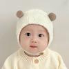 Cute Winter Warm Kids Girl Boys Baby Hats Fleece Wool Hemming Caps With Ball Solid Wool Ear Protection Hats Soft Newborn Bonnet