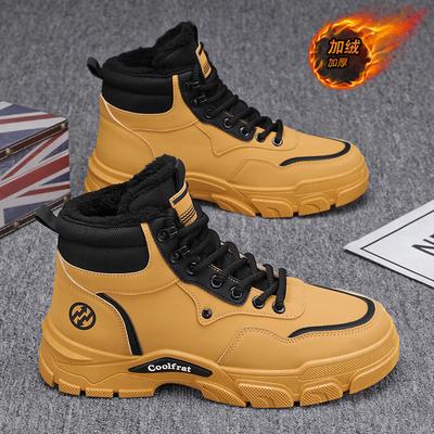 Zimowe aksamitne buty Martin high-top męskie retro wszechstronne buty robocze na grubej podeszwie ocieplane bawełną krótkie buty