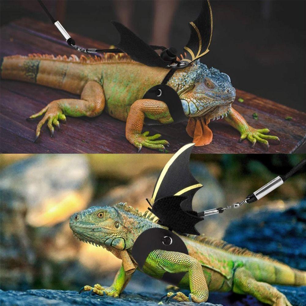Colorful Leather With Bat Wings Gecko Chest Strap Reptile Leash Lizard Traction Rope Lizard Harness