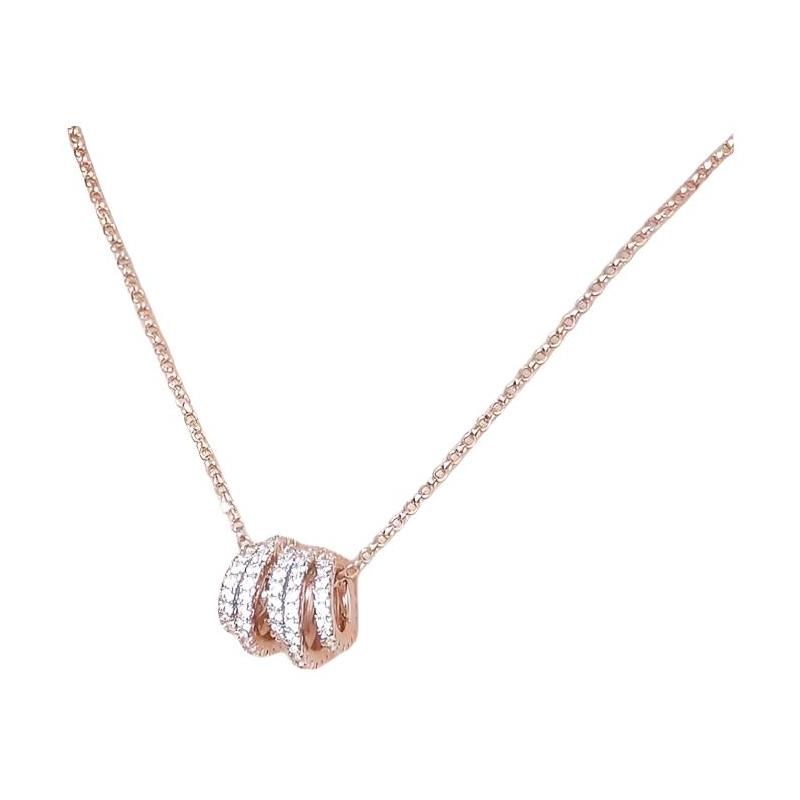 APM Monaco Multi-ring embellishment, synthetic cubic zirconia, 18K gold-plated necklace, women s rose gold PC4693OX