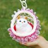 Cat In Flower Basket Model High Fidelity Fuzzy Kitty Shirring Lace Decor Battery-operated Soft Touch Plush Squeaking Feature Toy Figurine Holiday